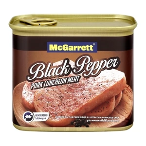 McGarrett Black Pepper Pork Luncheon Meat แม็คกาแรต เนื้อหมูบดปรุงรส พริกไทยดำ 340 g. (05-9045)