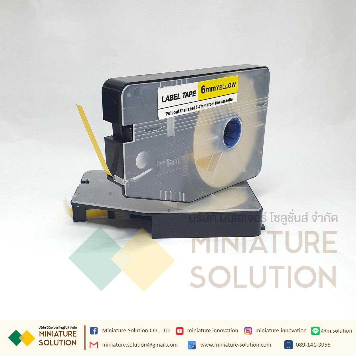 LABEL TAPE ลาเบลสติ๊กเกอร์ เหลือง กว้าง 6 มม. กล่องใหญ่ สำหรับเครื่องพิมพ์ปลอกสายไฟ L-MARK LK340 (LM506Y)