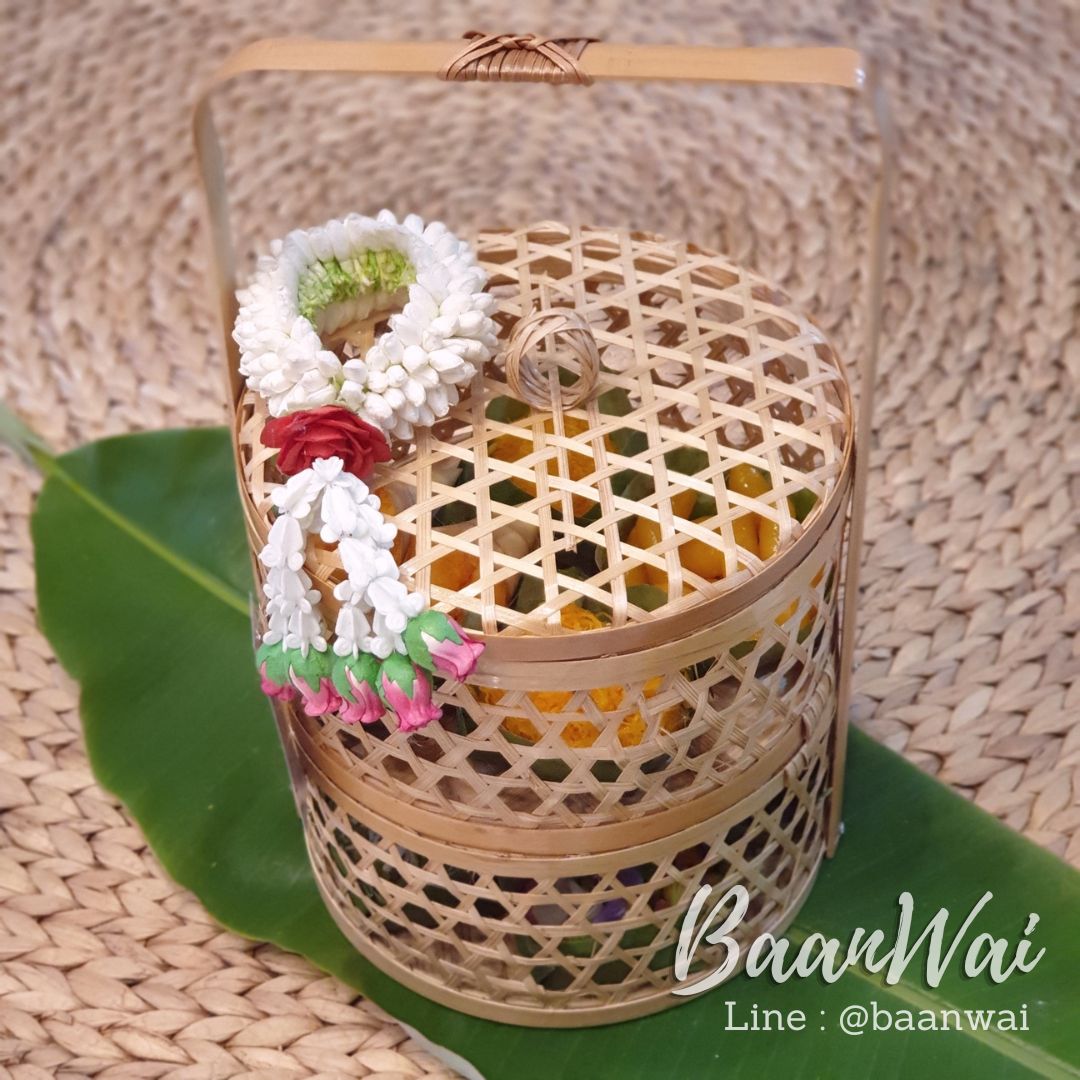 ปิ่นโตไม้ไผ่ ปิ่นโตชะลอม 2 ชั้น