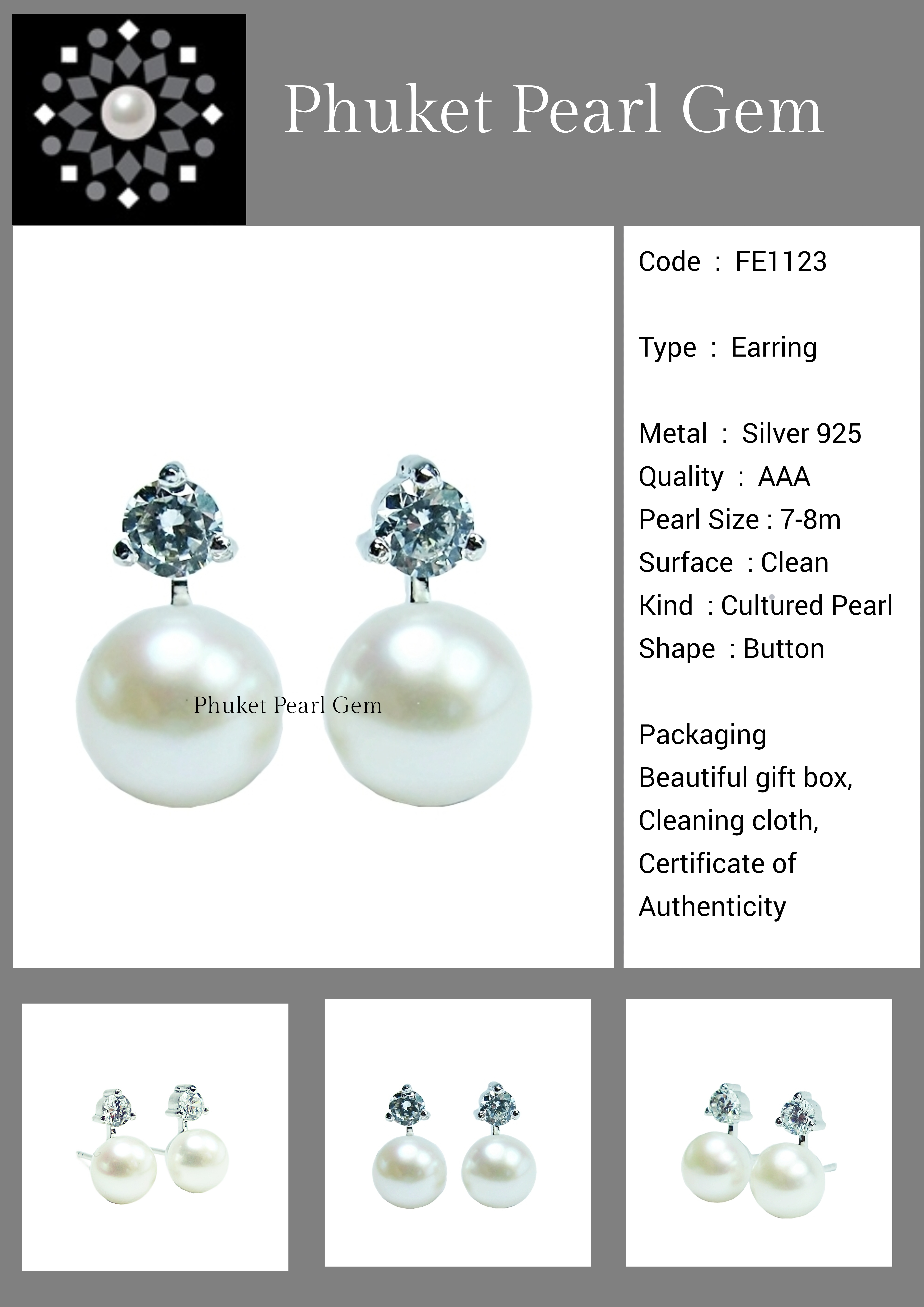 Phuket Pearl Gem Princess Pearl Earring