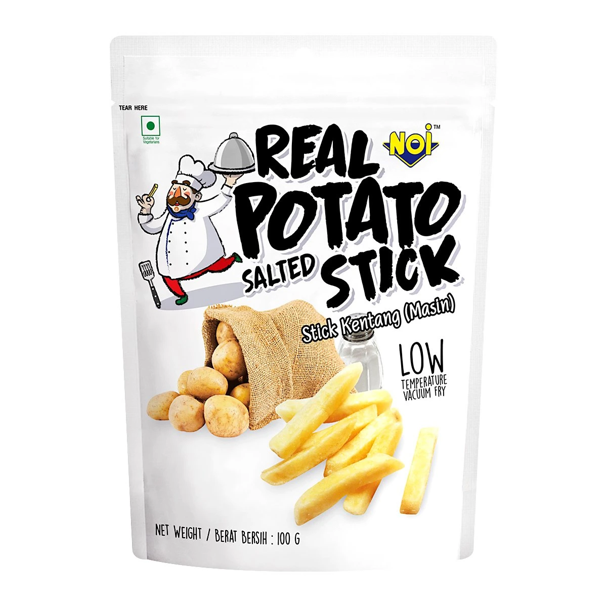 Noi Real Potato Stick Salted เอ็นโอไอ มันฝรั่งแท้แท่งทอดกรอบโรยเกลือ 100 g. (05-8643)