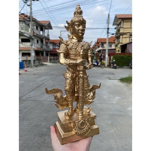 ท้าวเวสสุวรรณ หนัาเทพ เนื้อทองเหลือง สูง14นิ้ว องค์สีทอง
