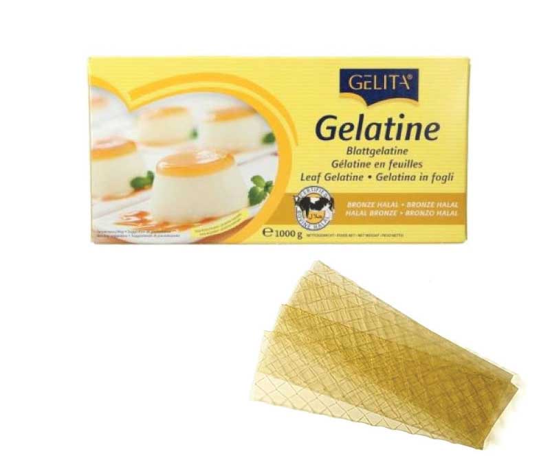 (กล่องใหญ่) เจลาตินแผ่น ตรา เจลิต้า ขนาด 1 กก. Gelita Gelatine Leaves 1 kg.(06-0313-10)
