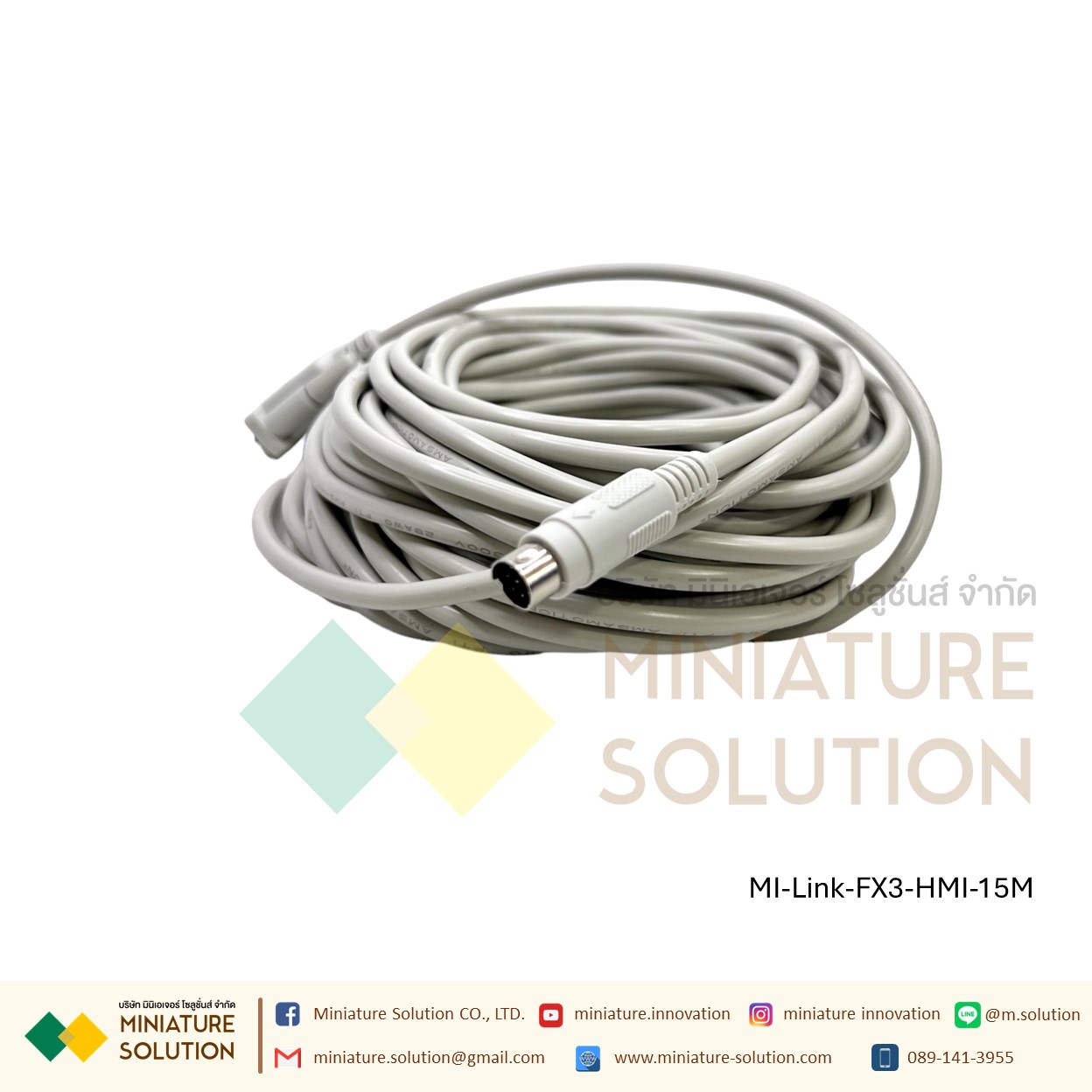 FX CABLE 10 เมตร SC-11 สายสื่อสารระหว่าง PLC (Programmable Logic Controller) และหน้าจอทัชสกรีน ใช้เชื่อมต่อระหว่างหน้าจอ (หัวกลม+DB9)