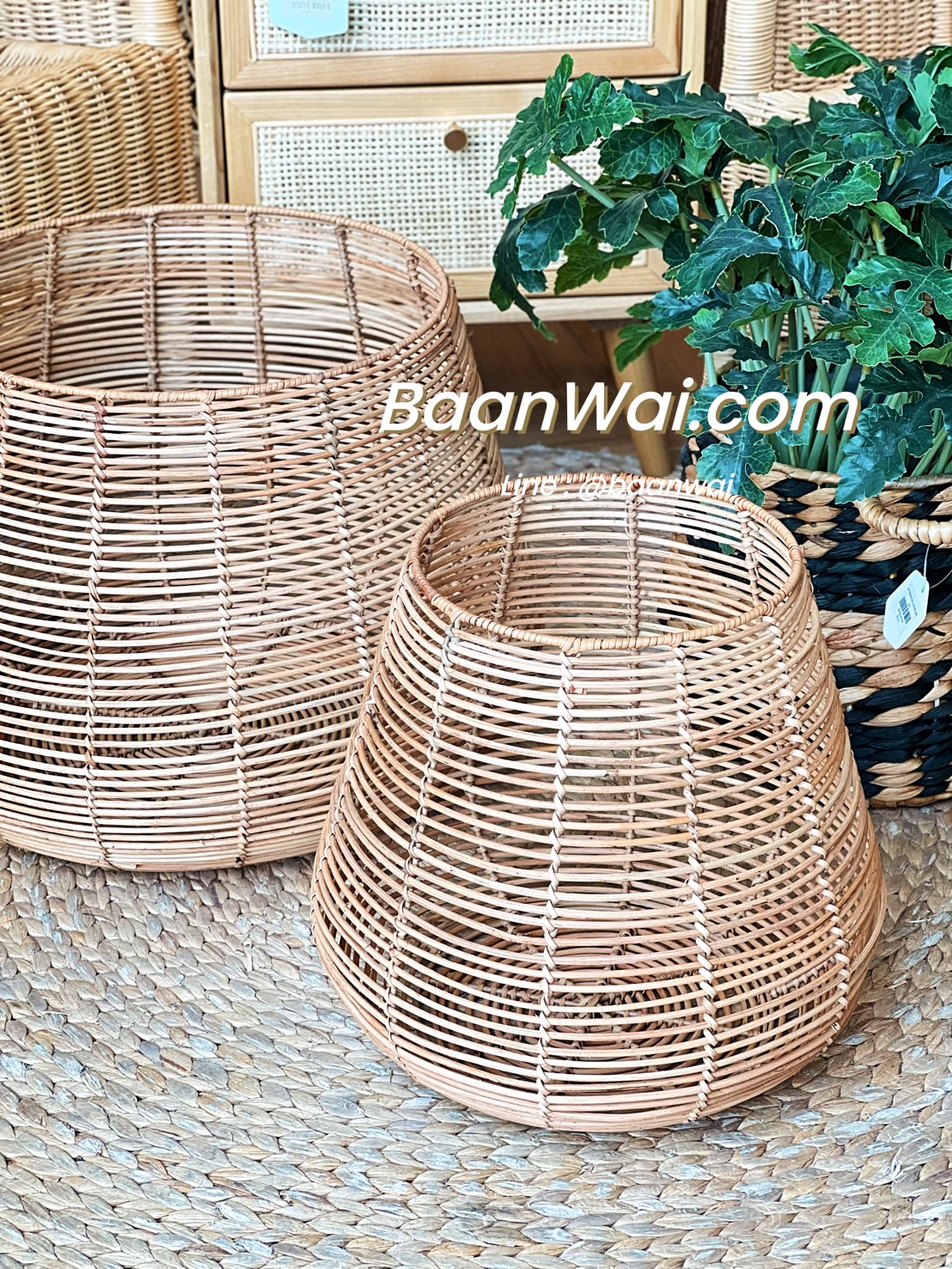 ตะกร้าหวายช็อคโก้ ตะกร้าหวายวางผลไม้ ตะกร้าหวายโครงเหล็ก ตะกร้าผ้า ตะกร้าต้นไม้