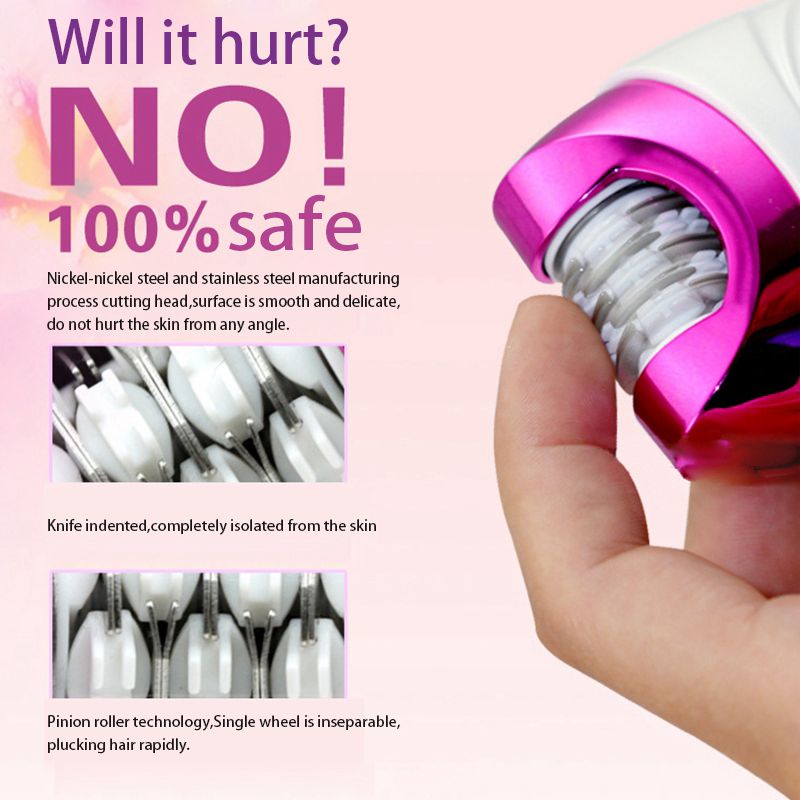 Kemei เครื่องกำจัดขนไฟฟ้า 3 in 1 ทั้งถอน&โกน รุ่น KM-205 สามารถชาร์ทไฟพร้อมแท่นชาร์ท พร้อมอุปกรณ์เสริม - สีชมพู