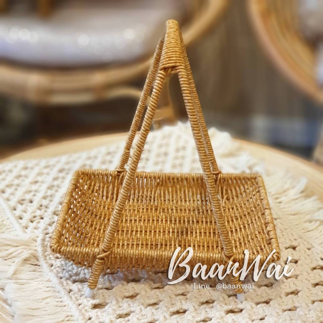 ชั้นวางหวายเทียม โครงเหล็กทรงเหลี่ยม