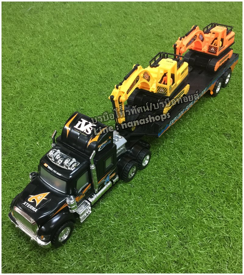 รถเทเลอร์พ่วงแม็คโคร(ก่อสร้าง)2คัน รถดั้ม โม่ปูน รถขนรถ รถพ่วง