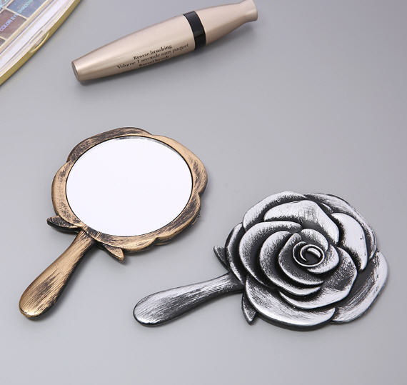 กระจกด้ามจับ,กระจก,กระจกพกพา,กระจกรูปดอกไม้