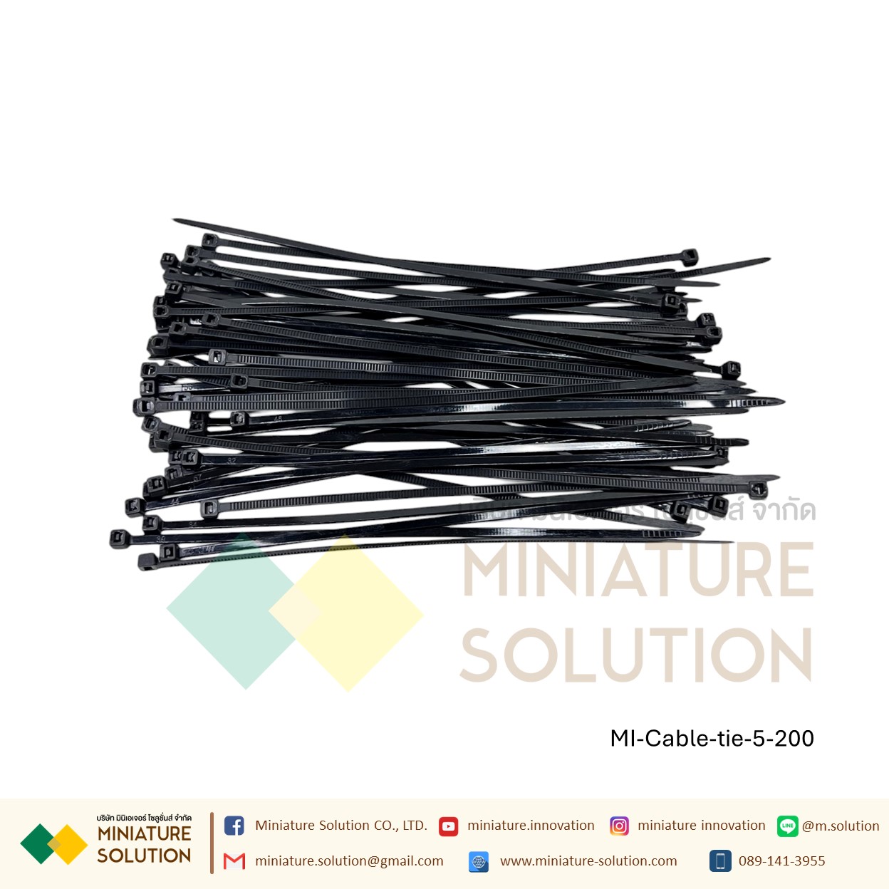 สายรัดเคเบิ้ลไทร์ Cable tie หนวดกุ้ง เคเบิ้ลไทร์ Self-Locking Plastic Nylon ขายยกแพค (3X80/3X100/3X150/4X150/5X150/4X200/5X200 mm) สีขาว/ดำ