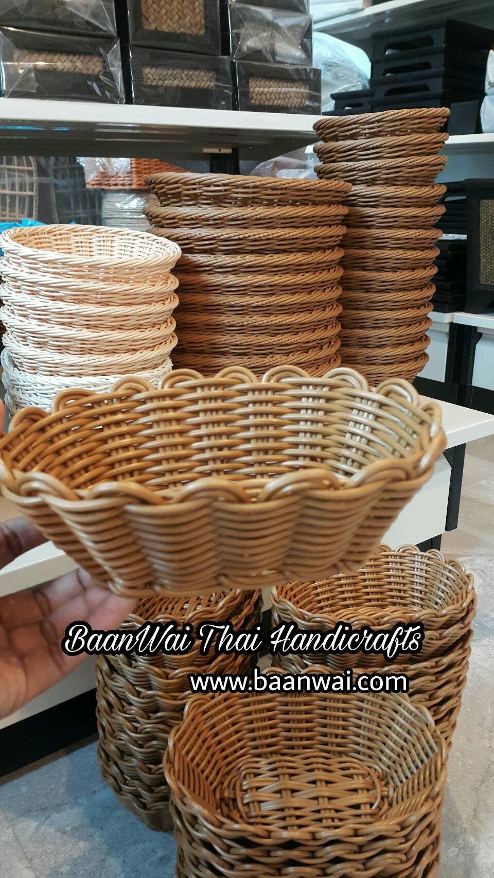 กระจาดหวาย กระจาดไม้ไผ่ ทรงกลม