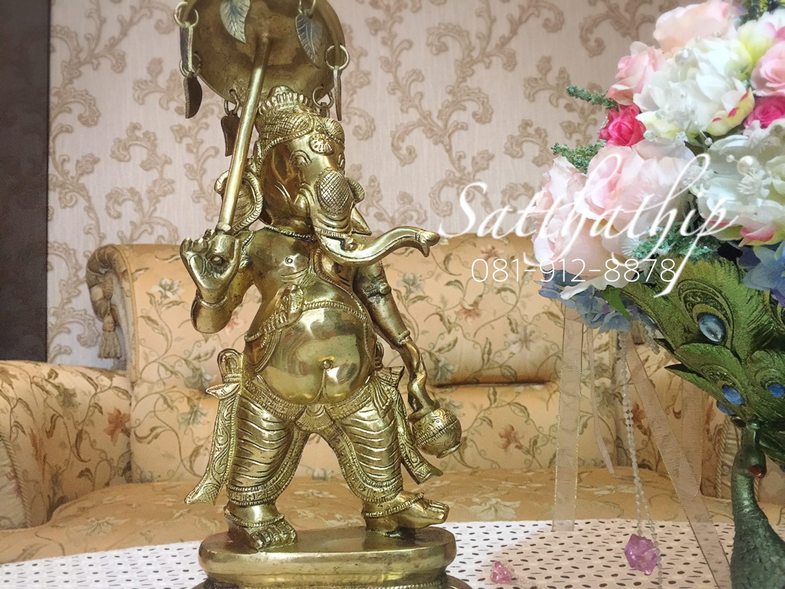 พระพิฆเนศปางนารทคเณศ (ทองเหลือง) ผลิตและนำเข้าจากอินเดีย - Ganesha: Lord of Success