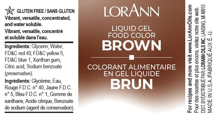 สีเจลสำหรับเบเกอรี่ LORANN สีน้ำตาล Brown Gel Coloring 1oz. (06-7569-03)