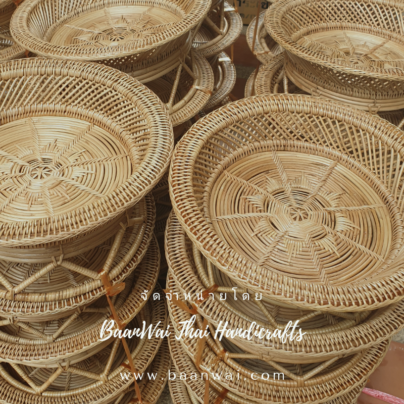 พานโตกหวาย ขันโตกหวายแท้ งานละเอียด ขนาด 12-22 นิ้ว