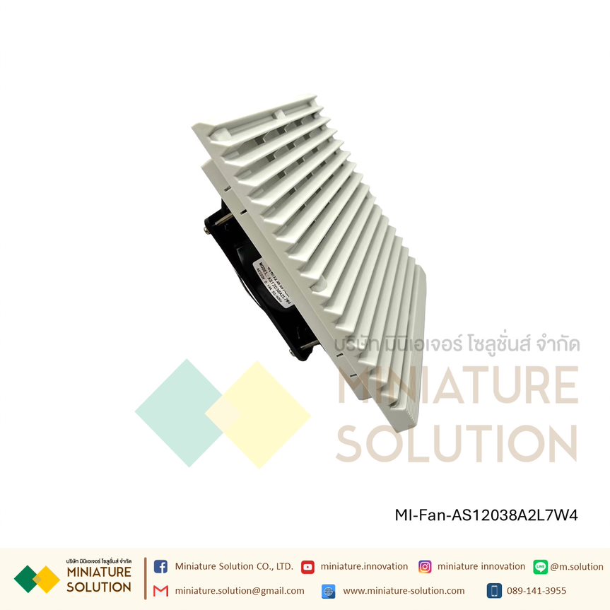 พัดลมระบายความร้อนในตู้คอนโทรล Fan with Filter (Size 204x204x28 mm. / Hole Size 175x175mm / ขนาดพัดลม 120x120x38 mm / Model AS12038A2L7W4 pure white net / 220VAC / ZL804 )