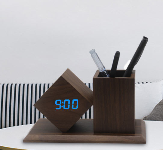 นาฬิกาไม้ตั้งโต๊ะ,นาฬิกาไม้ตั้งโต๊ะพร้อมกล่องใส่ของอเนกประสงค์