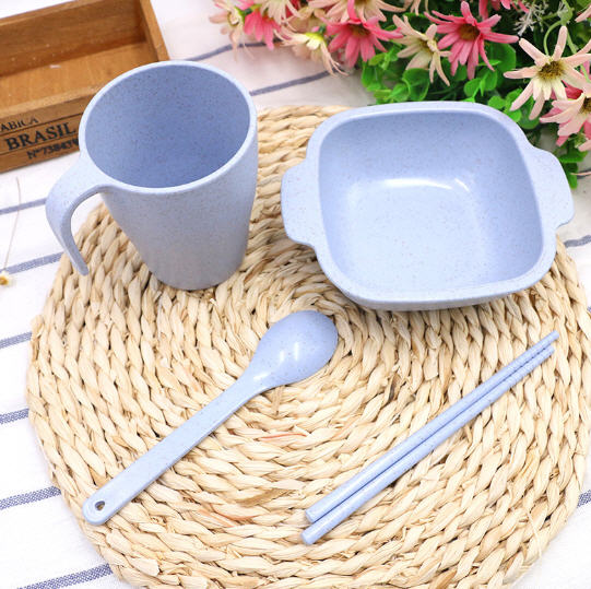 ชุดสินค้ารักษ์โลก,ชุดแก้วน้ำชามข้าวฟางข้าวสาลี,ผลิตภัณฑ์ฟางข้าวสาลี