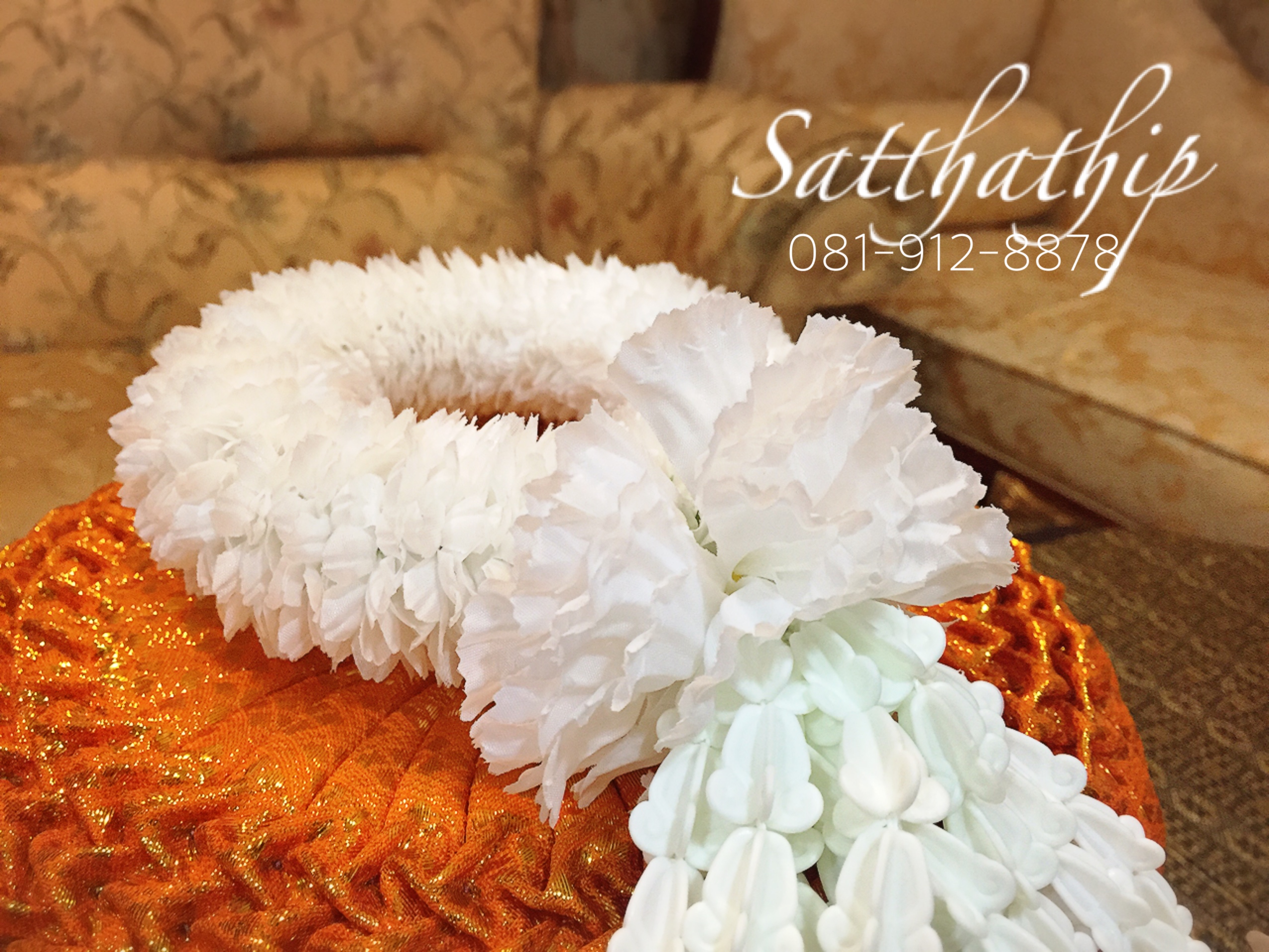 พวงมาลัยผ้า ดอกมะลิ สีขาว - Fabric garland - Jasmine garland