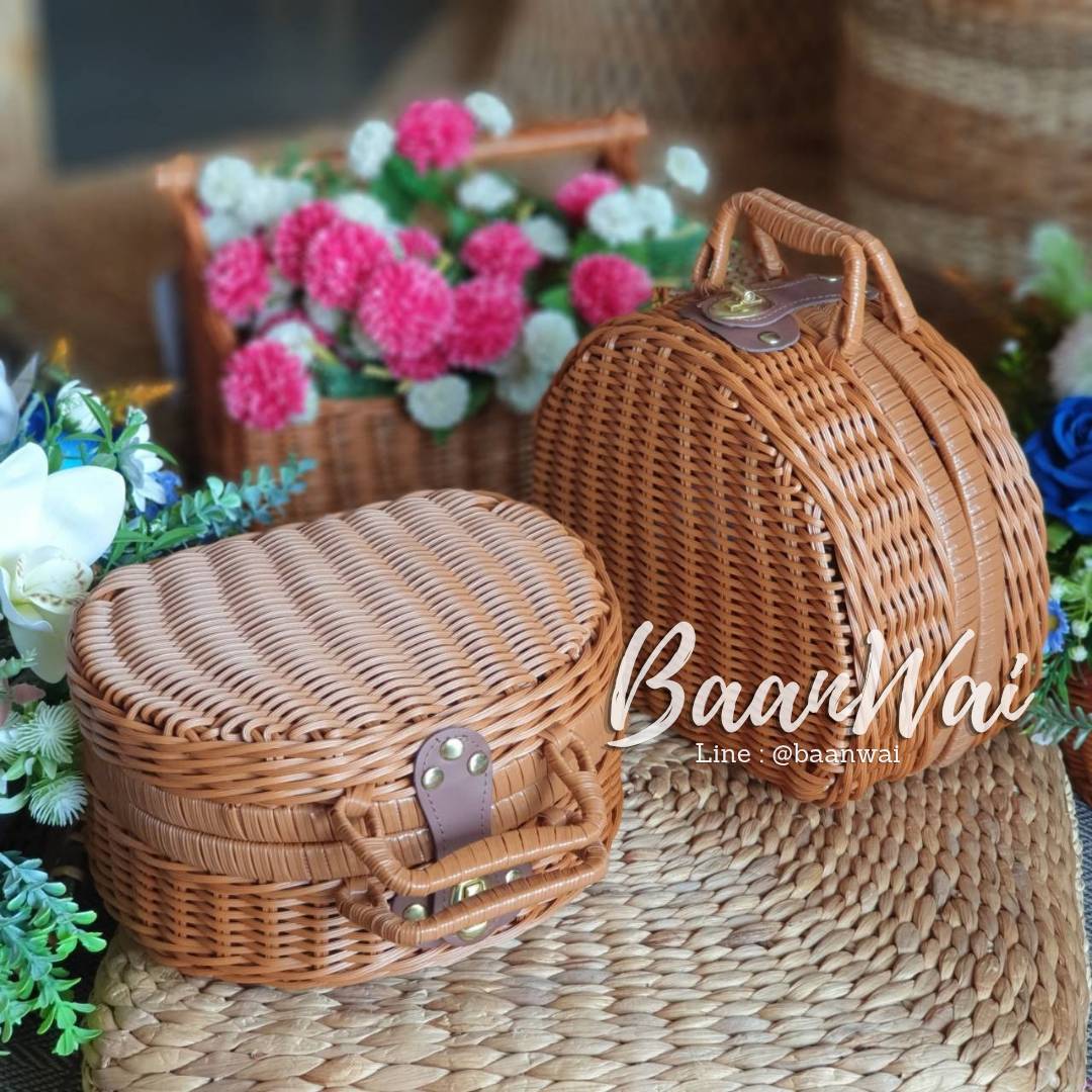 กระเป๋าหวายเทียม ขนาด 12 * 23 *25 cm