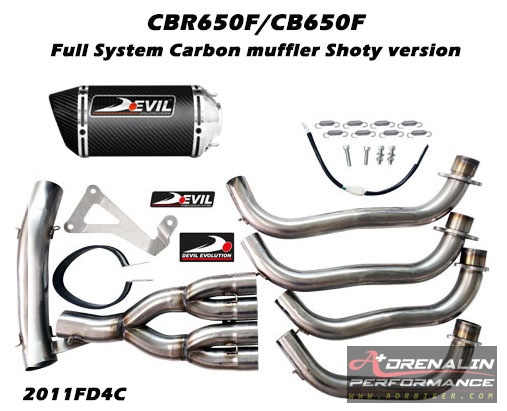 ท่อ Devil Evolution Full System Carbon Muffler Shorty รุ่น D4C สำหรับ cbr650cb650f (For Exhibition only)