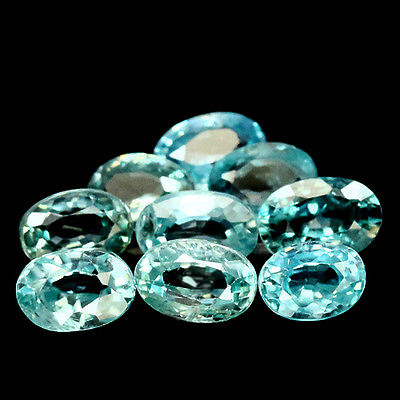 เพทายสีฟ้าทะเล (Zircon) 6.40 กะรัต 9 ชิ้น