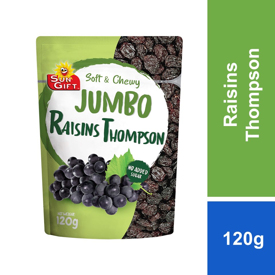 ลูกเกดจัมโบ้ทอมสัน ซันกิ๊ฟ Sun Gift Jumbo Raisins Thompson ตรา ทองการ์เด้น ขนาด 120 กรัม. (05-4482)