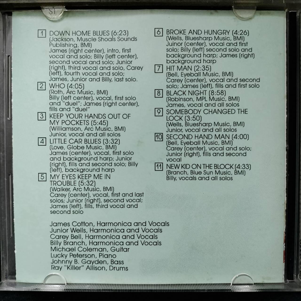 James Cotton, Junior Wells, Carey Bell, Billy Branch – Harp Attack! / ไม่ระบุ / ปกมีคราบเก่าเก็บ / แผ่นโปรโม / แผ่นดี