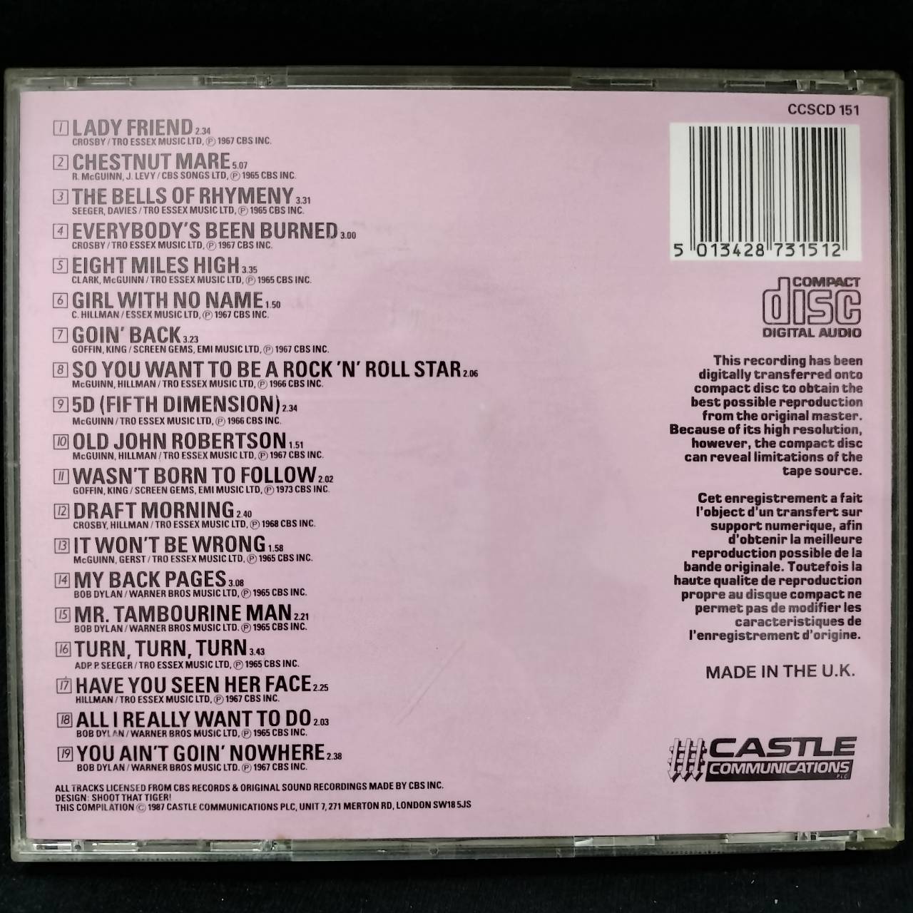 The Byrds – The Byrds Collection / UK / ปกในมีจุดเหลือง / ทะลุขอบ(ไม่โดนเนื้อแผ่น) / แผ่นเป็นรอย