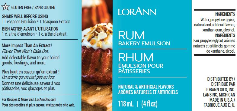LORANN Rum Bakery Emulsion 4 Oz. กลิ่นรัม (118 ml) (06-7598-03)