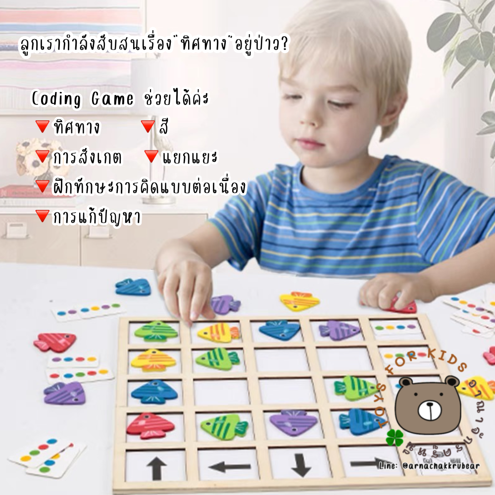 เกมปริศนา Coding Game เรียนรู้เรื่องทิศทาง สี สังเกต การคิดแบบต่อเนื่อง
