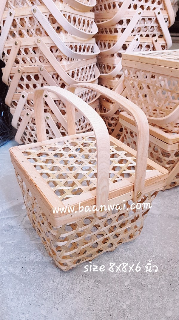 ชะลอมกระปุก ชะลอมปิ่นโตไม้ไผ่ ขนาด 8*7 นิ้ว