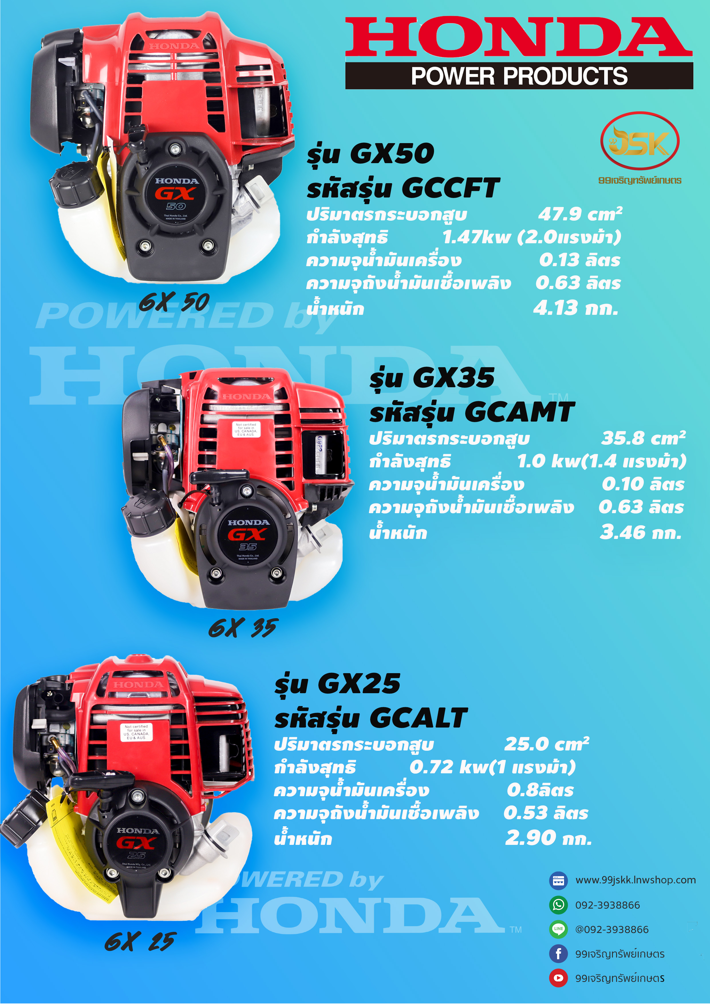 หัวเครื่องตัดหญ้า HONDA GX50