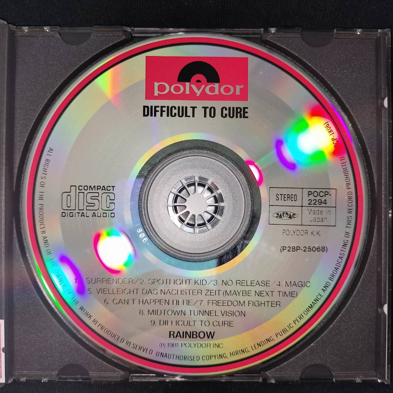 Rainbow – Difficult To Cure / JAPAN / ปกในมีจุดเหลือง / มีรอยบ้าง