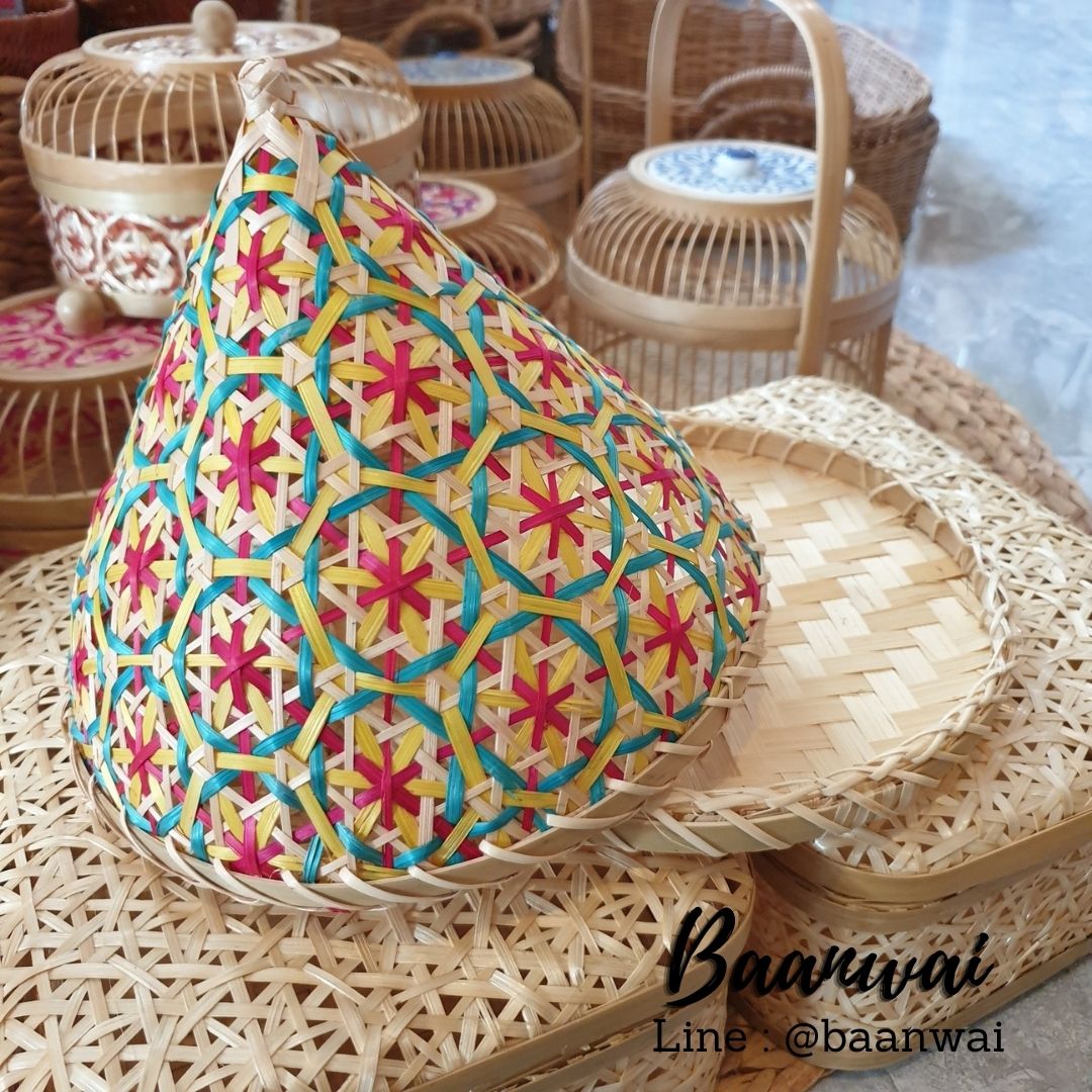 ยกชุด กระด้ง + ฝาชี ลายพิกุล ขนาด 9 นิ้ว