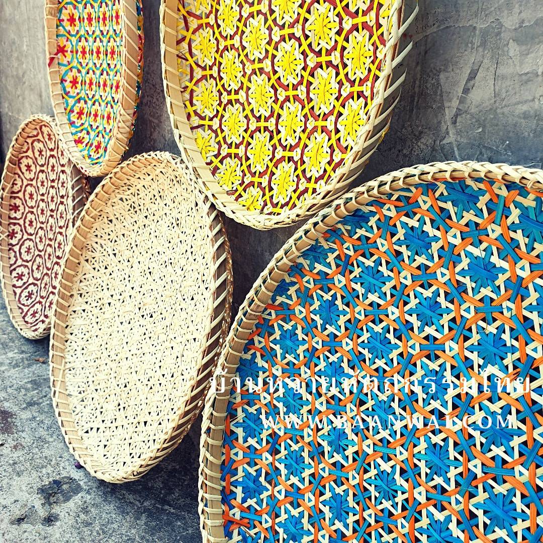 ถาดลายพิกุล กระด้งลายพิกุล 3 ใบชุด มี 5 สี