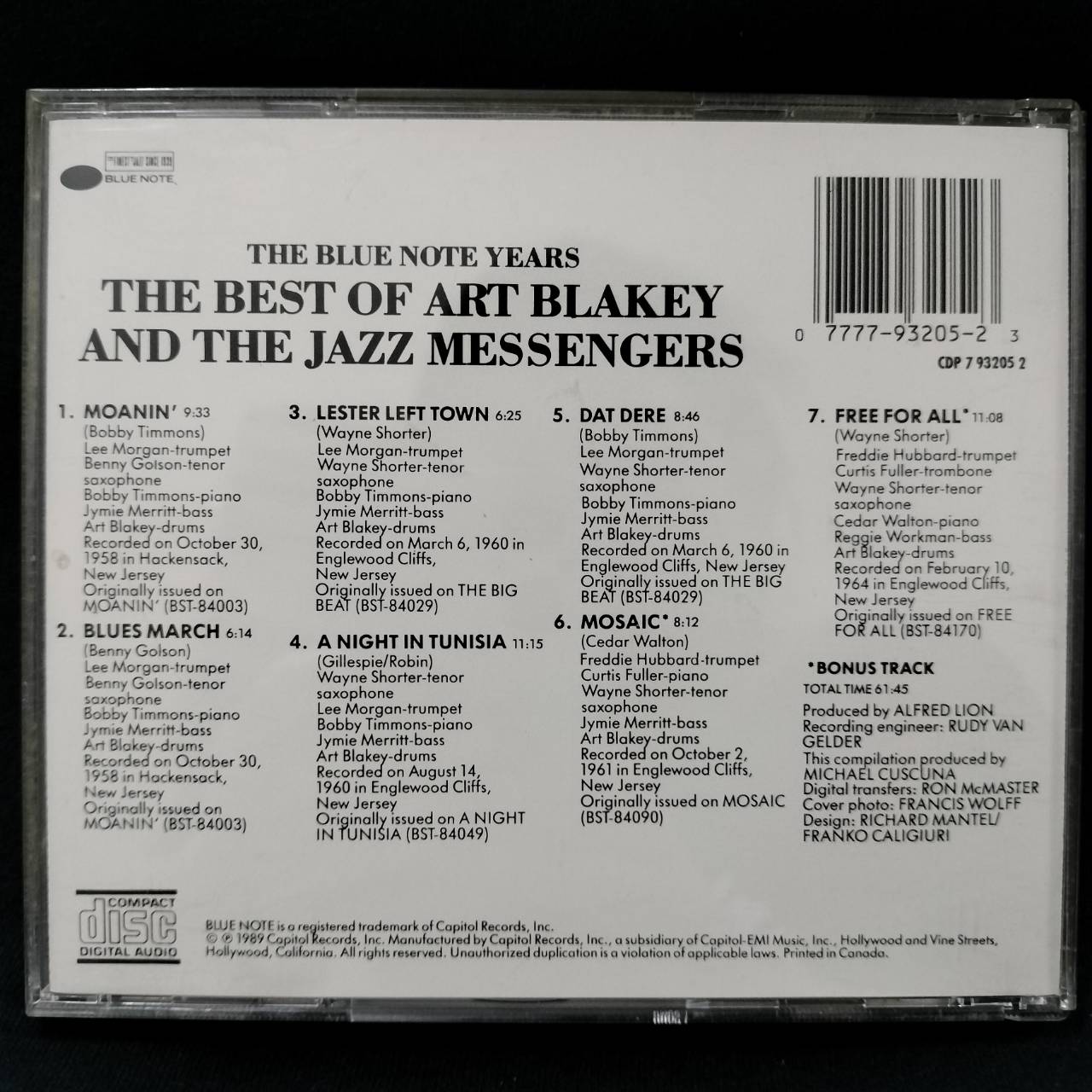 Art Blakey & The Jazz Messengers – The Best of Art Blakey and the Jazz Messengers: The Blue Note Years / USA / ปกมีจุดเหลือง / แผ่นดี