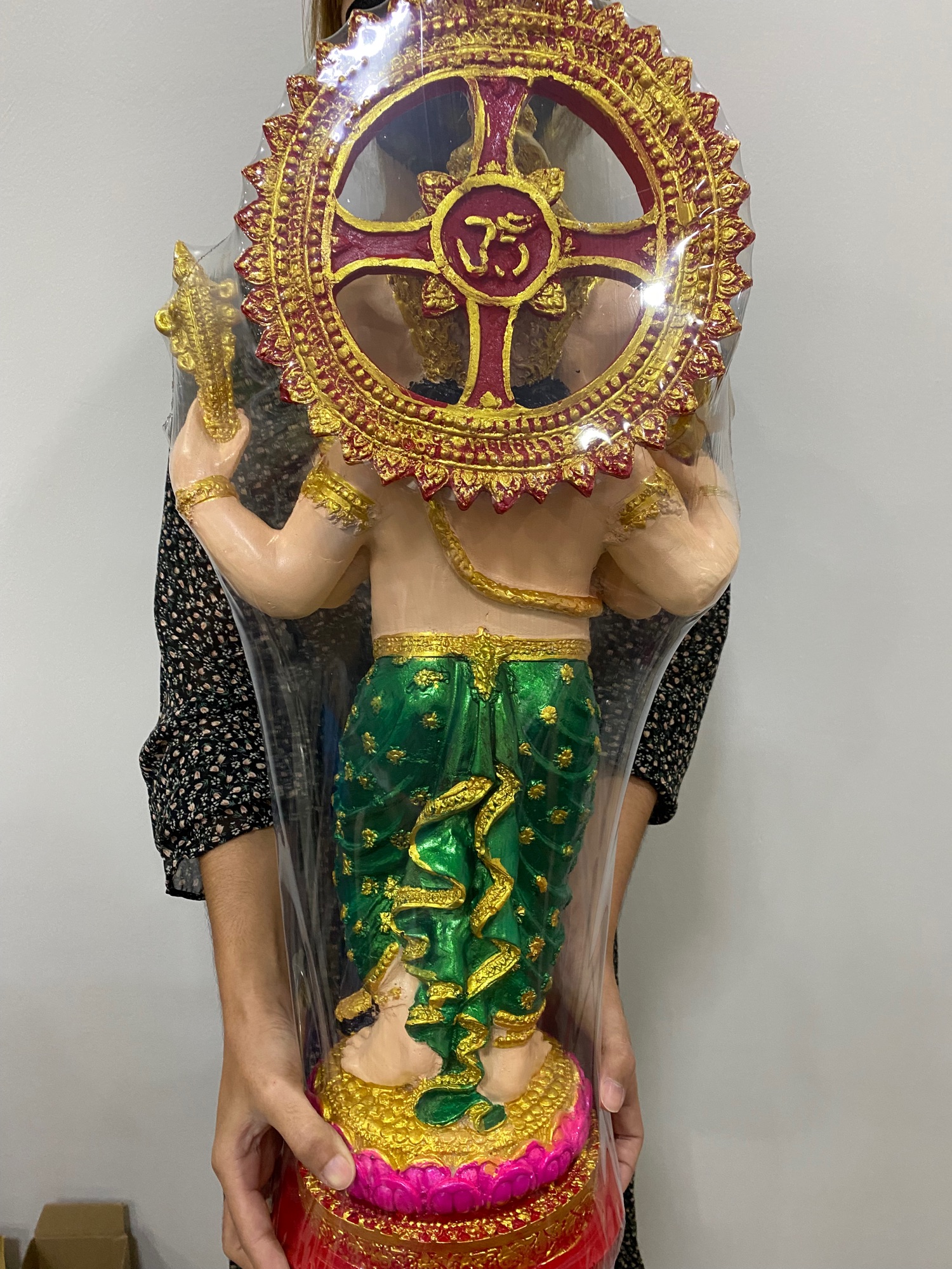 พระพิฆเนศ ปางประทานพร ชุดสีเขียว กว้าง9นิ้ว สูง25นิ้ว