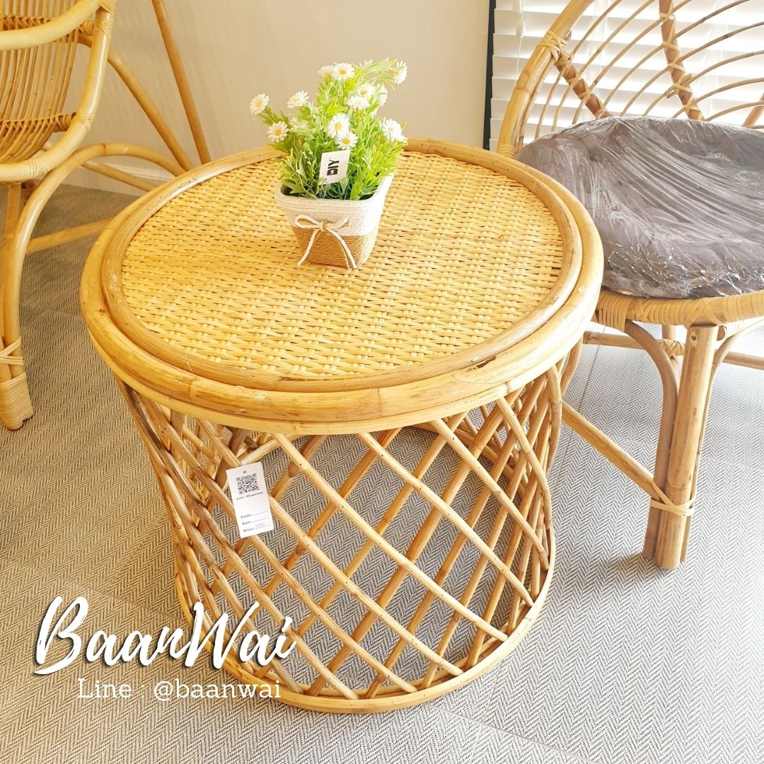 โต๊ะหวาย โต๊ะกาแฟหวาย เก้าอี้หวาย เก้าอี้หอยรุ่น1 โต๊ะหวายวินเทจ rattan chair vintage