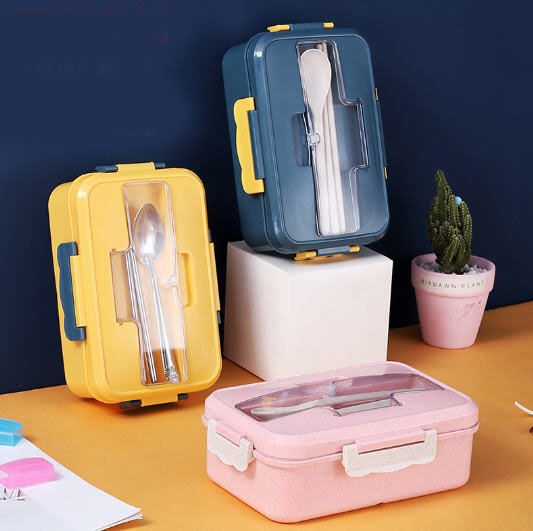 กล่องข้าว,กล่องใส่ข้าวพร้อมช้อนตะเกียบ,กล่องข้าวฟางข้าวสาลี