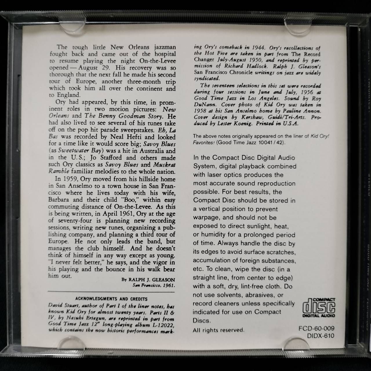 Kid Ory's Creole Jazz Band – Kid Ory Favorites / USA / แผ่นดี