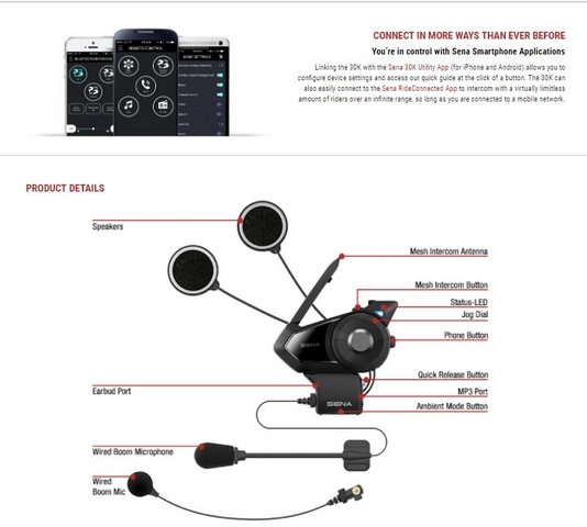 Sena 30K Mesh Intercom แพ็คเดี่ยว (Single Pack)