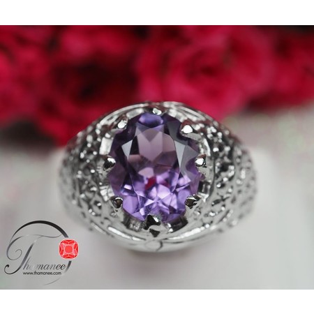 แหวนพลอยแอเมทิสต์ขนาดพลอย 12x10 มม. IF