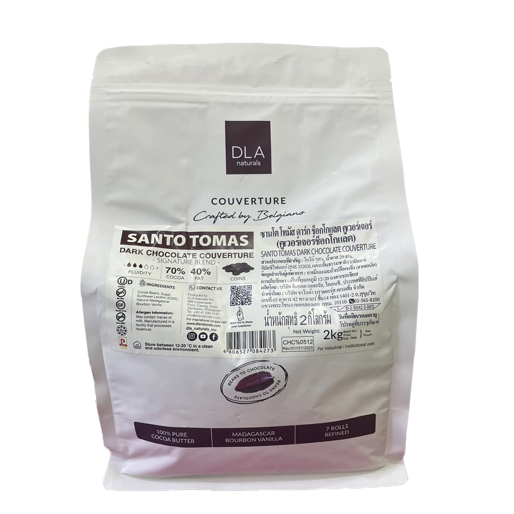 DLA Santo Tomas Dark Chocolate Couverture 70 % DLA ซานโตโทมัส ดาร์ค ช็อคโกแลตคูเวอร์เจอร์ 70 % (05-8763)