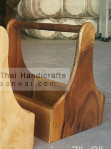 กล่องไม้วางเครื่องปรุง ถาดไม้วางเครื่องปรุง กระเช้าไม้วางเครืองปรุง มี 2 ขนาด (ขนาด 6*6 นิ้ว)