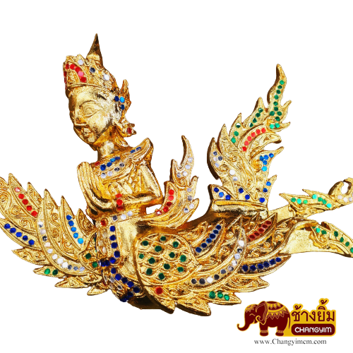 กินรีแกะสลักลงทองคำ ( แบบแขวน )