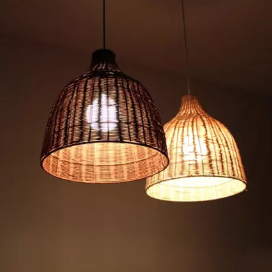 โคมไฟหวาย โคมไฟหวายทรงระฆัง โคมไฟ โคมไฟ (สีน้ำตาล)