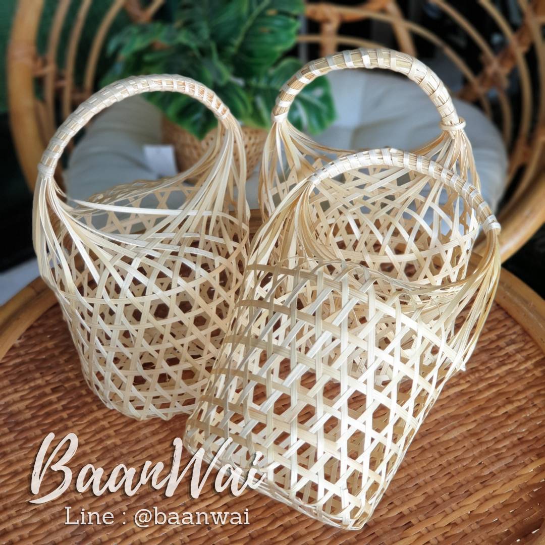 ชะลอมถือ ทรงสูง (สีธรรมชาติ)