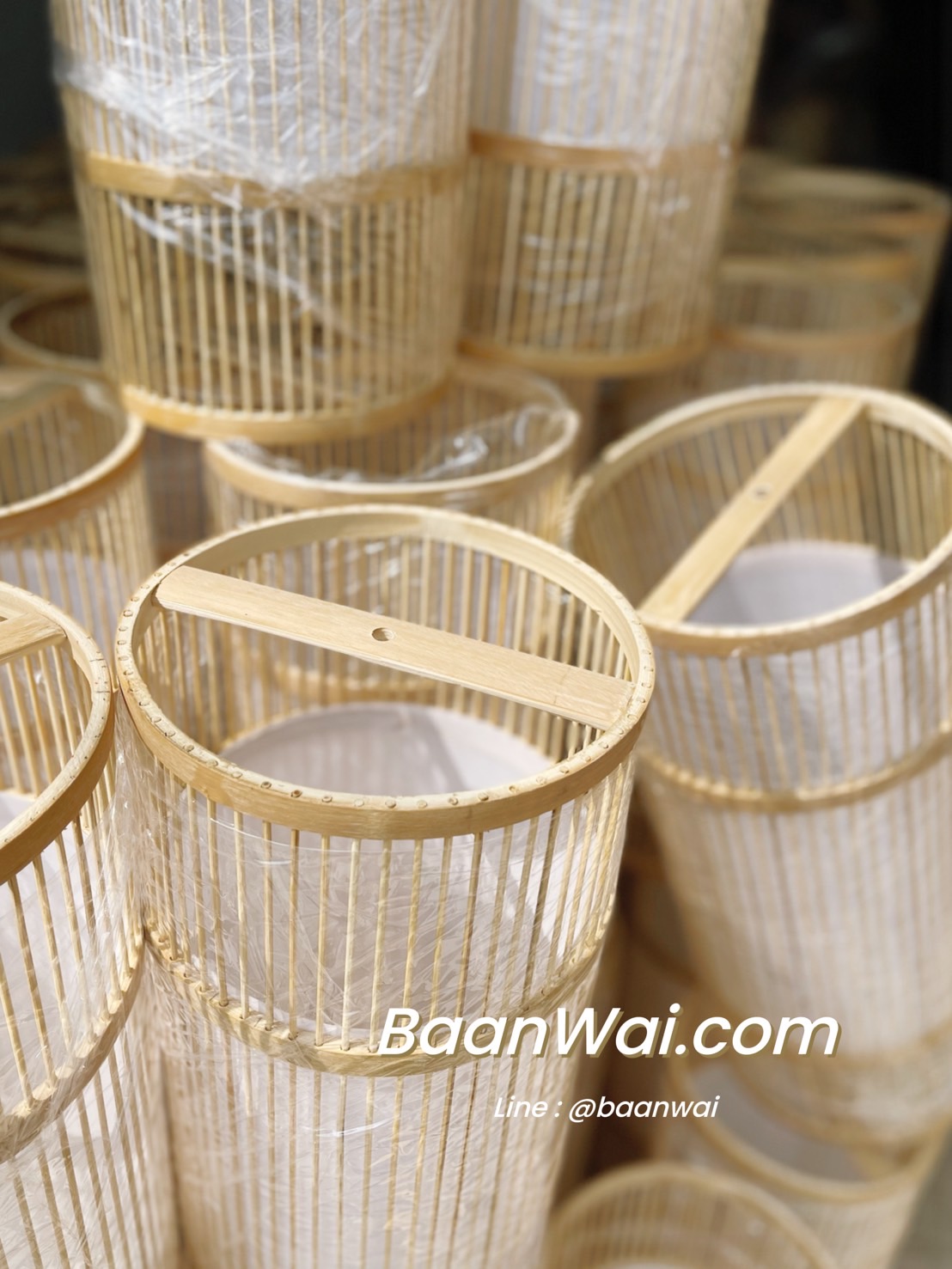 โคมไฟไม้ไผ่ ทรงกระบอก ขนาด 20 * 50 cm