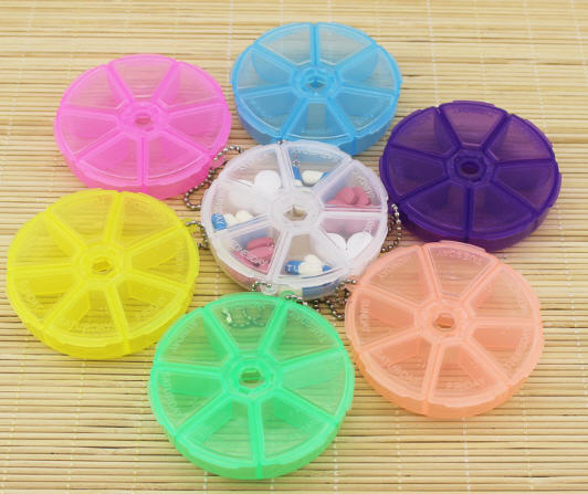 กล่องใส่ยาทรงกลม,กล่องใส่ยา,ตลับใส่ยา,กล่องใส่ยาพกพา,กล่องยา,กล่องใส่ยา7ช่อง