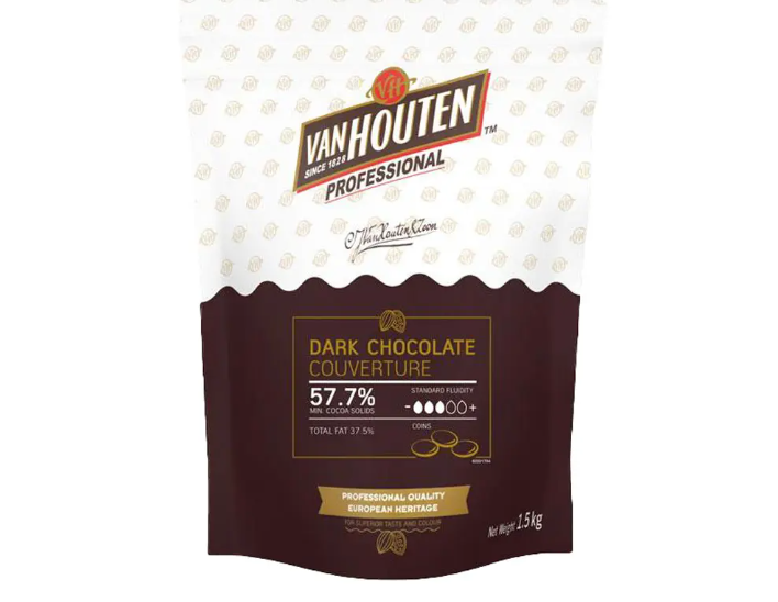 Van Houten Classic Dark Chocolate Couverture Coins 57.7 % ช็อคโกแลตคลาสสิคดาร์คคูเวอร์เจอร์ 57.7 % 1.5 kg. (05-7086)